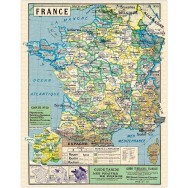 France Map Vintage Pussel 1000 bitar